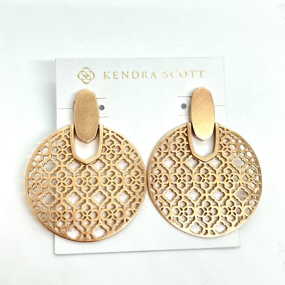 KENDRA SCOTT DIDI ROSE GOLD FILIGREE STATEMENT ROUND DROP EARRINGS NWT NORDSTROM - Picture 3 of 12